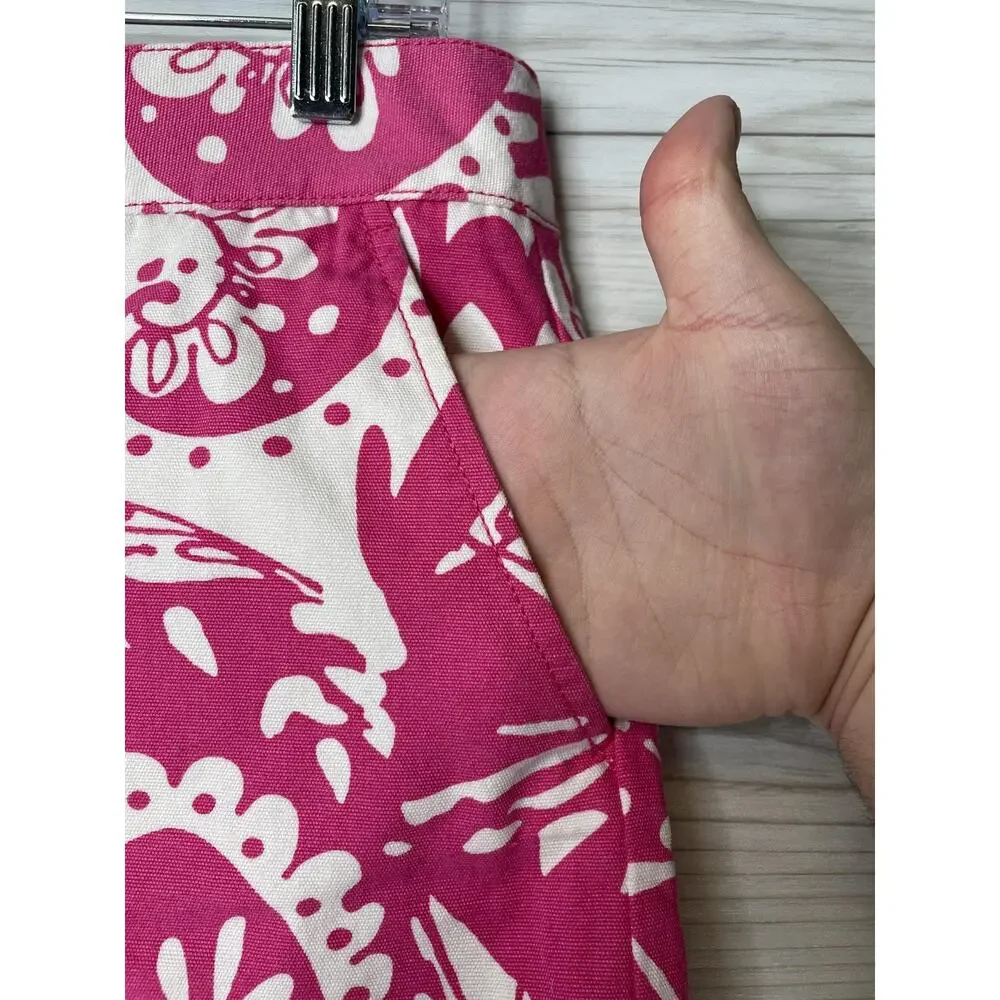 J Crew Skirt‎ Womens 6 Pink White Floral Paisley Print Mini Pockets Summer SU08